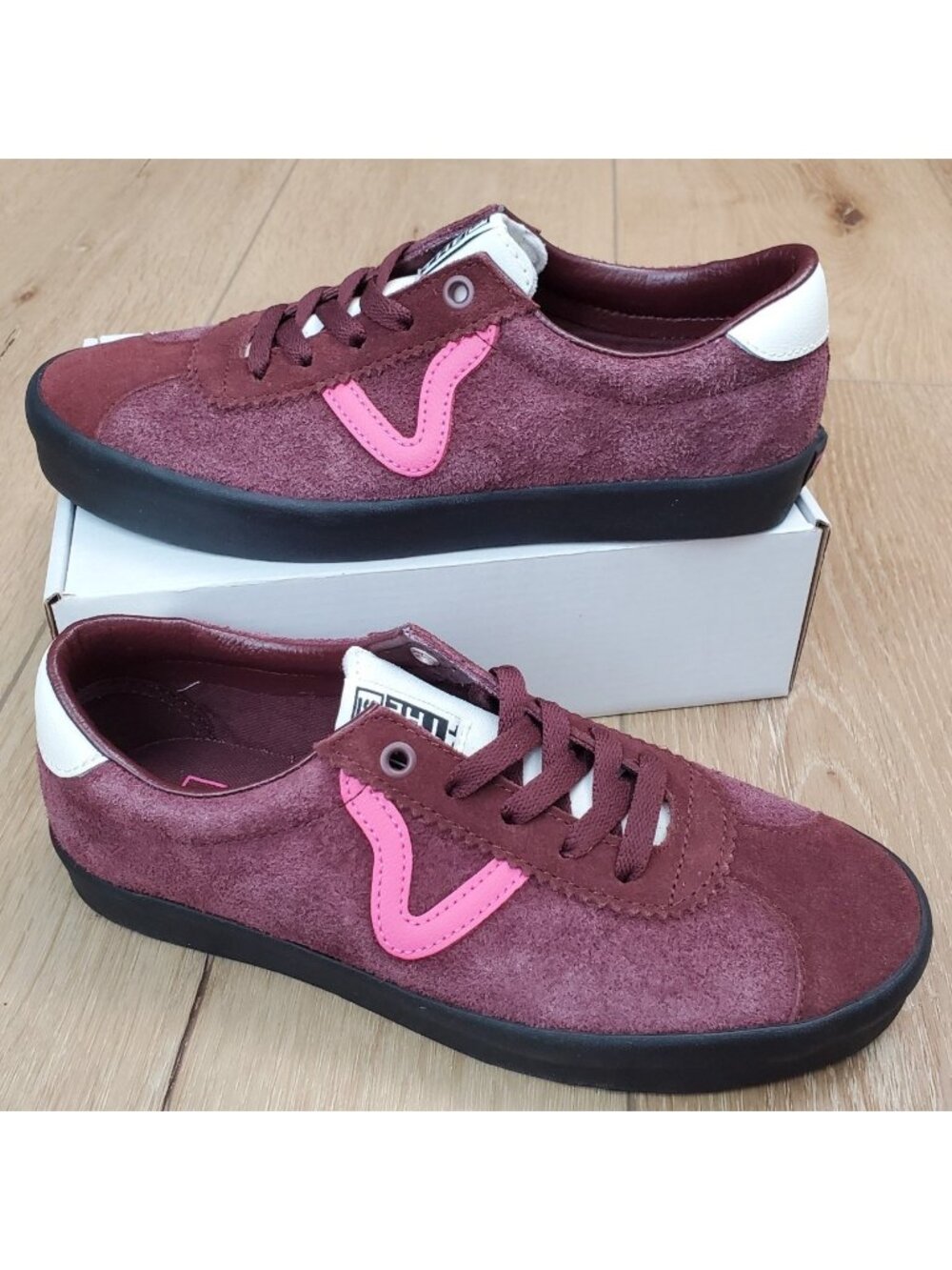 Vans Sport Low Mens Size 7 or Womens 8.5 Leather Suede Pop Brown Pink VF 508357